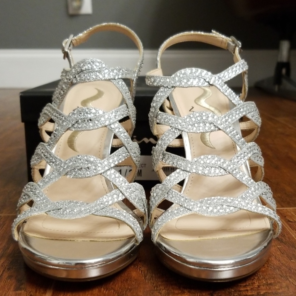 Nina Silver Dress Sandal Heels - Picture 2 of 4